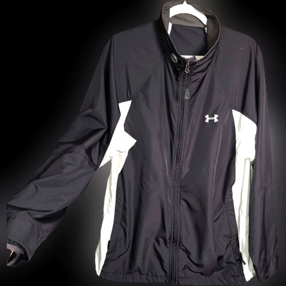 Mens Black and White Under Armour Windbreaker Jacket Colorblock Size Large - Picture 1 of 15